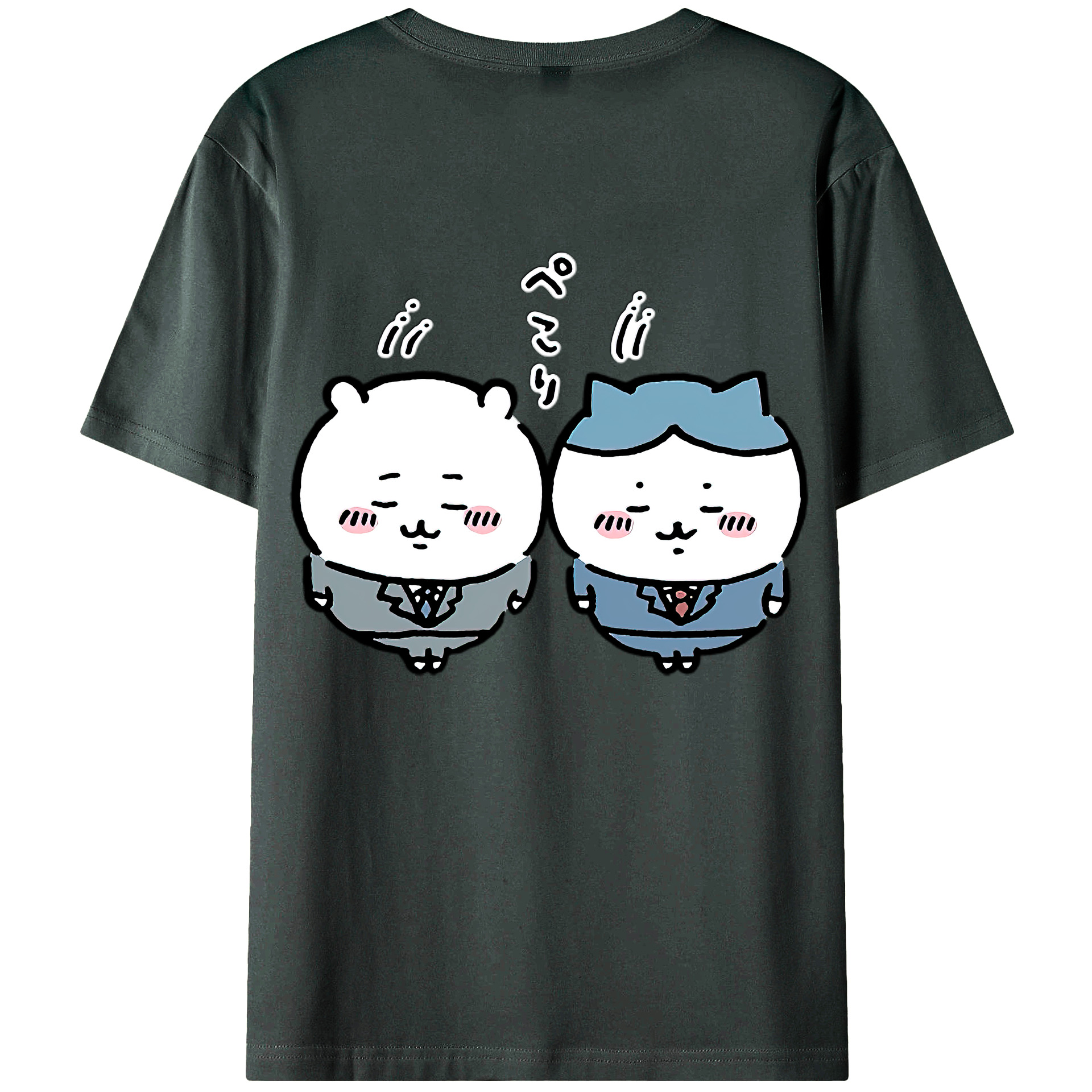 （画像用） ちいかわ ハチワレ Chii-kawa hachiware 綿100％ メンズ半袖Tシャツ（バックプリント） 通気性